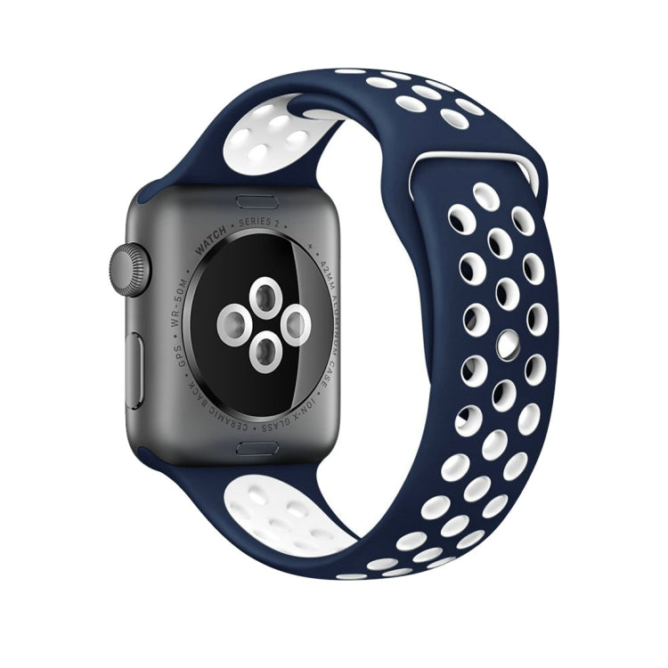 Para Apple Watch Série 10 42mm / 9&8&7 41mm / SE 3&SE 2&6&SE&5&4 40mm / 3&2&1 38mm Pulseira de Silicone Desportiva Clássica e Elegante (Cinza Branco), WA1230A, WA1230B, WA1230BG, WA1230BH, WA1230BL, WA1230BM, WA1230BR, WA1230BY, WA1230C, WA1230D, WA1230DW