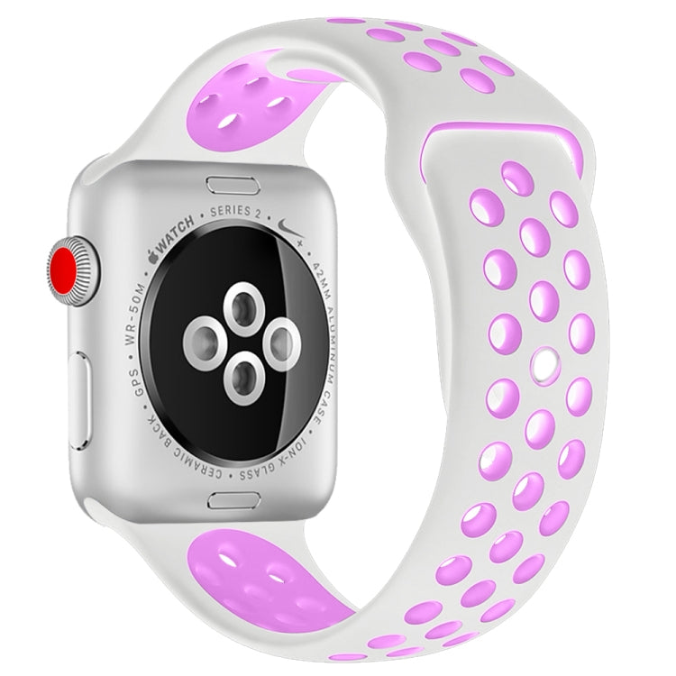 Para Apple Watch Série 10 42mm / 9&8&7 41mm / SE 3&SE 2&6&SE&5&4 40mm / 3&2&1 38mm Pulseira de Silicone Desportiva Clássica e Elegante (Cinza Branco), WA1230A, WA1230B, WA1230BG, WA1230BH, WA1230BL, WA1230BM, WA1230BR, WA1230BY, WA1230C, WA1230D, WA1230DW