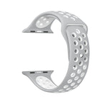 Para Apple Watch Série 10 42mm / 9&8&7 41mm / SE 3&SE 2&6&SE&5&4 40mm / 3&2&1 38mm Pulseira de Silicone Desportiva Clássica e Elegante (Cinza Branco), WA1230A, WA1230B, WA1230BG, WA1230BH, WA1230BL, WA1230BM, WA1230BR, WA1230BY, WA1230C, WA1230D, WA1230DW