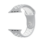 Para Apple Watch Série 10 42mm / 9&8&7 41mm / SE 3&SE 2&6&SE&5&4 40mm / 3&2&1 38mm Pulseira de Silicone Desportiva Clássica e Elegante (Cinza Branco), WA1230A, WA1230B, WA1230BG, WA1230BH, WA1230BL, WA1230BM, WA1230BR, WA1230BY, WA1230C, WA1230D, WA1230DW