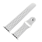Para Apple Watch Série 10 42mm / 9&8&7 41mm / SE 3&SE 2&6&SE&5&4 40mm / 3&2&1 38mm Pulseira de Silicone Desportiva Clássica e Elegante (Cinza Branco), WA1230A, WA1230B, WA1230BG, WA1230BH, WA1230BL, WA1230BM, WA1230BR, WA1230BY, WA1230C, WA1230D, WA1230DW
