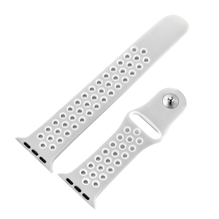 Para Apple Watch Série 10 42mm / 9&8&7 41mm / SE 3&SE 2&6&SE&5&4 40mm / 3&2&1 38mm Pulseira de Silicone Desportiva Clássica e Elegante (Cinza Branco), WA1230A, WA1230B, WA1230BG, WA1230BH, WA1230BL, WA1230BM, WA1230BR, WA1230BY, WA1230C, WA1230D, WA1230DW