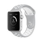 Para Apple Watch Série 10 42mm / 9&8&7 41mm / SE 3&SE 2&6&SE&5&4 40mm / 3&2&1 38mm Pulseira de Silicone Desportiva Clássica e Elegante (Cinza Branco), WA1230A, WA1230B, WA1230BG, WA1230BH, WA1230BL, WA1230BM, WA1230BR, WA1230BY, WA1230C, WA1230D, WA1230DW