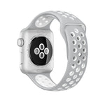 Para Apple Watch Série 10 42mm / 9&8&7 41mm / SE 3&SE 2&6&SE&5&4 40mm / 3&2&1 38mm Pulseira de Silicone Desportiva Clássica e Elegante (Cinza Branco), WA1230A, WA1230B, WA1230BG, WA1230BH, WA1230BL, WA1230BM, WA1230BR, WA1230BY, WA1230C, WA1230D, WA1230DW