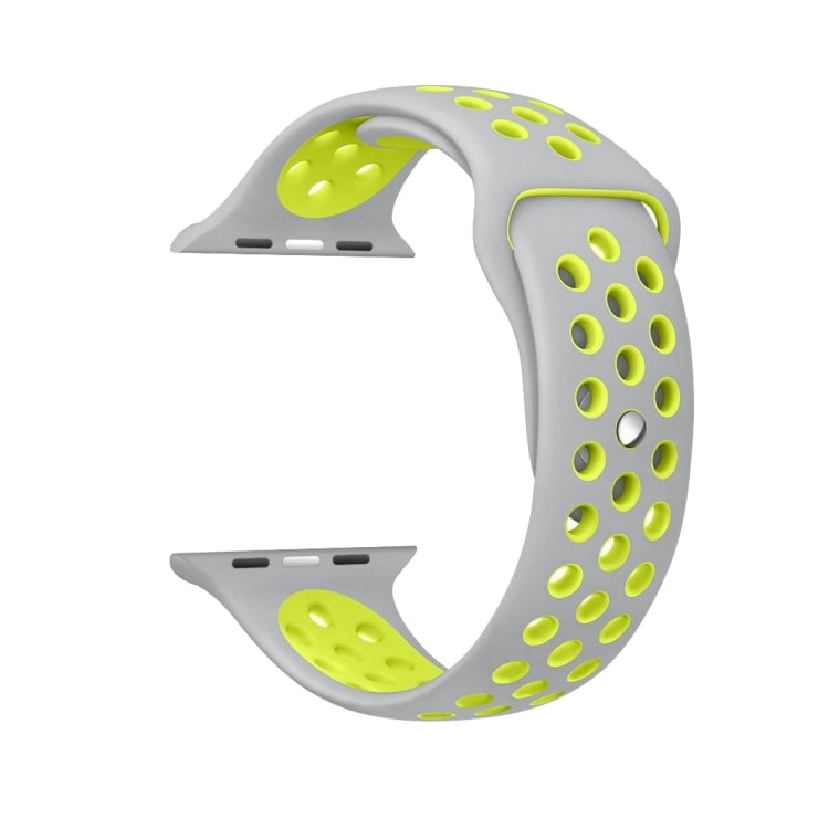 Para Apple Watch Série 10 42mm / 9&8&7 41mm / SE 3&SE 2&6&SE&5&4 40mm / 3&2&1 38mm Pulseira de Silicone Desportiva Clássica e Elegante (Cinza Branco), WA1230A, WA1230B, WA1230BG, WA1230BH, WA1230BL, WA1230BM, WA1230BR, WA1230BY, WA1230C, WA1230D, WA1230DW