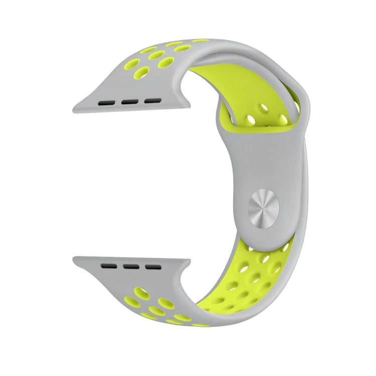 Para Apple Watch Série 10 42mm / 9&8&7 41mm / SE 3&SE 2&6&SE&5&4 40mm / 3&2&1 38mm Pulseira de Silicone Desportiva Clássica e Elegante (Cinza Branco), WA1230A, WA1230B, WA1230BG, WA1230BH, WA1230BL, WA1230BM, WA1230BR, WA1230BY, WA1230C, WA1230D, WA1230DW