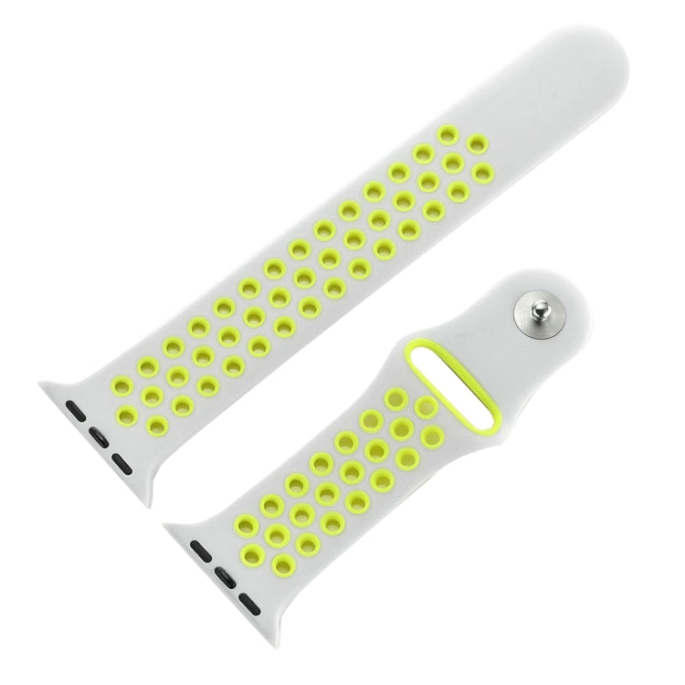 Para Apple Watch Série 10 42mm / 9&8&7 41mm / SE 3&SE 2&6&SE&5&4 40mm / 3&2&1 38mm Pulseira de Silicone Desportiva Clássica e Elegante (Cinza Branco), WA1230A, WA1230B, WA1230BG, WA1230BH, WA1230BL, WA1230BM, WA1230BR, WA1230BY, WA1230C, WA1230D, WA1230DW