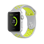 Para Apple Watch Série 10 42mm / 9&8&7 41mm / SE 3&SE 2&6&SE&5&4 40mm / 3&2&1 38mm Pulseira de Silicone Desportiva Clássica e Elegante (Cinza Branco), WA1230A, WA1230B, WA1230BG, WA1230BH, WA1230BL, WA1230BM, WA1230BR, WA1230BY, WA1230C, WA1230D, WA1230DW