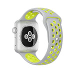 Para Apple Watch Série 10 42mm / 9&8&7 41mm / SE 3&SE 2&6&SE&5&4 40mm / 3&2&1 38mm Pulseira de Silicone Desportiva Clássica e Elegante (Cinza Branco), WA1230A, WA1230B, WA1230BG, WA1230BH, WA1230BL, WA1230BM, WA1230BR, WA1230BY, WA1230C, WA1230D, WA1230DW