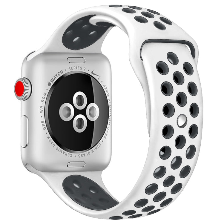 Para Apple Watch Série 10 42mm / 9&8&7 41mm / SE 3&SE 2&6&SE&5&4 40mm / 3&2&1 38mm Pulseira de Silicone Desportiva Clássica e Elegante (Cinza Branco), WA1230A, WA1230B, WA1230BG, WA1230BH, WA1230BL, WA1230BM, WA1230BR, WA1230BY, WA1230C, WA1230D, WA1230DW