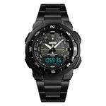 SKMEI 1370 Relógio Digital Masculino Multifuncional para Desporto ao Ar Livre, Noctilucente, à Prova de Água, Aço Inoxidável, SKMEI 1370