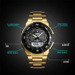 SKMEI 1370 Relógio Digital Masculino Multifuncional para Desporto ao Ar Livre, Noctilucente, à Prova de Água, Aço Inoxidável, SKMEI 1370