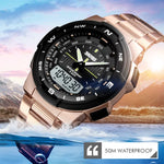 SKMEI 1370 Relógio Digital Masculino Multifuncional para Desporto ao Ar Livre, Noctilucente, à Prova de Água, Aço Inoxidável, SKMEI 1370