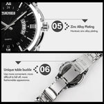 SKMEI 9069 Relógio de Pulso Quartz Multifuncional para Moda e Negócios ao Ar Livre, à Prova de Água, Caixa Prateada
