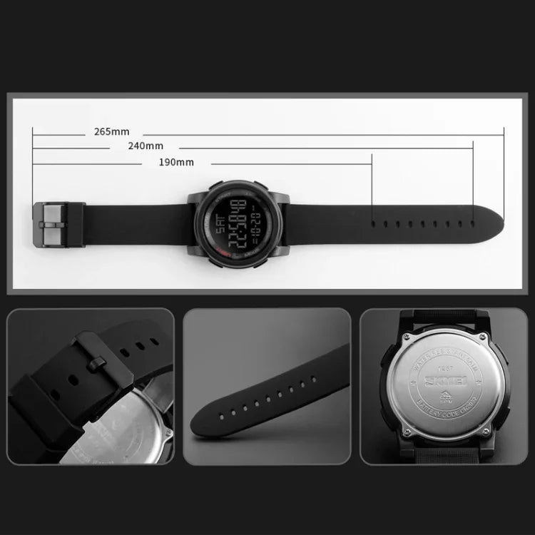 SKMEI 1257 Relógio Digital Desportivo Masculino de Moda para Exterior, à Prova de Água 50m