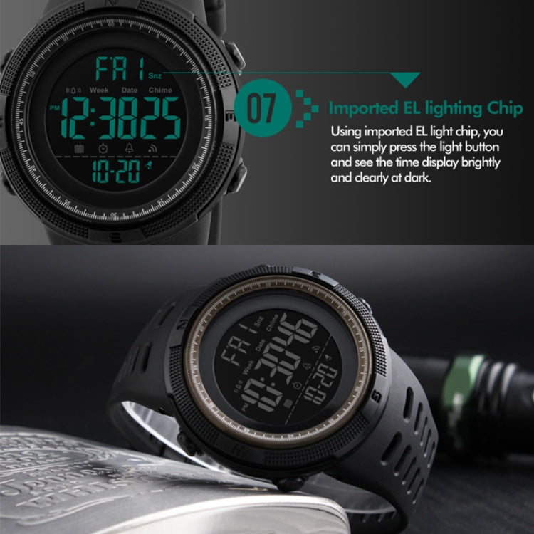SKMEI 1251 Relógio Digital Desportivo Masculino de Moda para Exterior, à Prova de Água 50m com Bracelete em PU