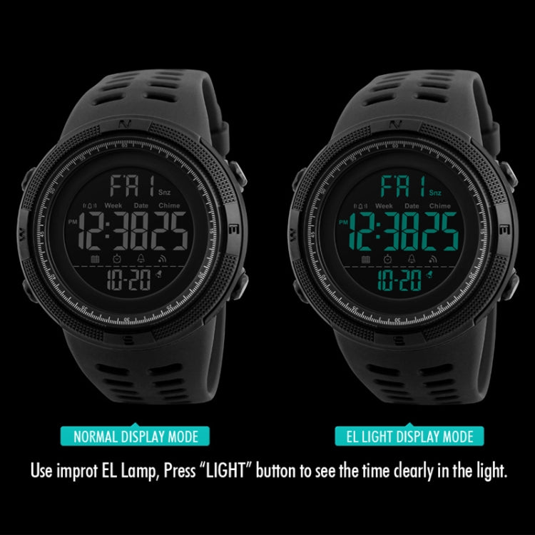 SKMEI 1251 Relógio Digital Desportivo Masculino de Moda para Exterior, à Prova de Água 50m com Bracelete em PU