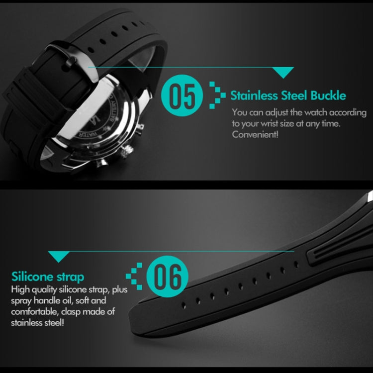 SKMEI 9128 Relógio de Pulso Desportivo Multifuncional de Moda com Mostrador 3D Grande, Relógio de Quartzo à Prova de Água 30m