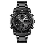 SKMEI 1389 Relógio Digital Multifuncional Masculino para Negócios, Relógio de Pulso com Mostrador Grande, à Prova de Água 30m, com Bracelete em Aço Inoxidável, 1389 Prateado, 1389 Preto, 1389 Azul
