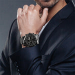 SKMEI 1389 Relógio Digital Multifuncional Masculino para Negócios, Relógio de Pulso com Mostrador Grande, à Prova de Água 30m, com Bracelete em Aço Inoxidável, 1389 Prateado, 1389 Preto, 1389 Azul