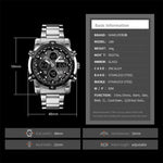 SKMEI 1389 Relógio Digital Multifuncional Masculino para Negócios, Relógio de Pulso com Mostrador Grande, à Prova de Água 30m, com Bracelete em Aço Inoxidável, 1389 Prateado, 1389 Preto, 1389 Azul