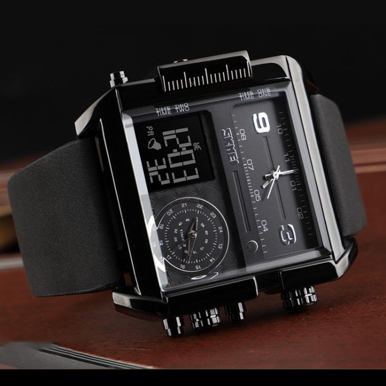 SKMEI 1391 Relógio Digital Multifuncional Masculino para Negócios, Relógio de Pulso com Mostrador Quadrado, à Prova de Água 30m, com Bracelete em Pele