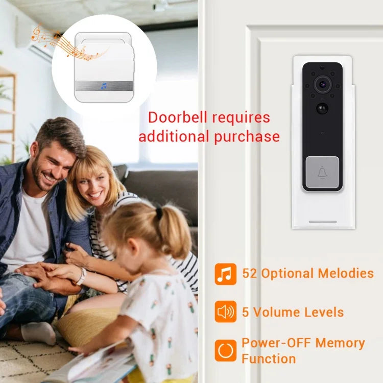 Receptor de Campainha B10 com 52 Toques e 110dB, Baixo Consumo, Ferramenta para Porta de Casa, Ficha EU, AC 90-260V, B10 Branco Ficha EU