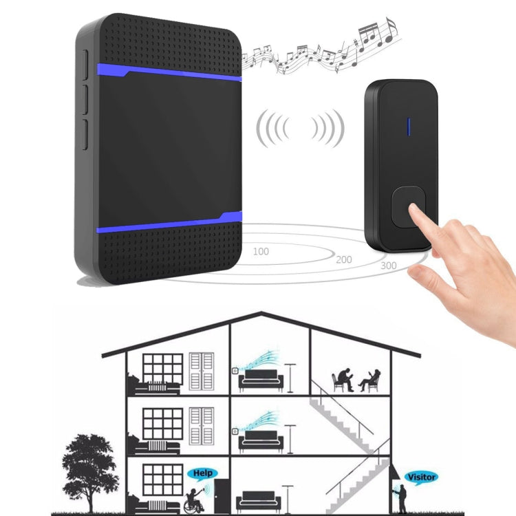 Receptor de Campainha WiFi P6-B 110dB Sem Fios IP55 à Prova de Água com Baixo Consumo de Energia e Luz Noturna, 53 Opções de Música, Alcance do Receptor: 300m, N15K-1T1-B Branco, N15K-1T1-B Preto