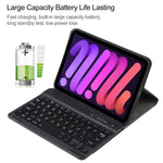 A06 Teclado Bluetooth TPU Ultra-fino com Textura de Pele de Cordeiro Destacável Capa de Couro para Tablet com Suporte para iPad mini 6 / mini 7, A06