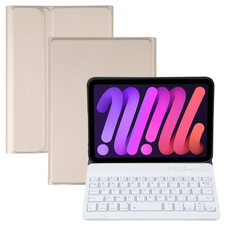 A06 Teclado Bluetooth TPU Ultra-fino com Textura de Pele de Cordeiro Destacável Capa de Couro para Tablet com Suporte para iPad mini 6 / mini 7, A06