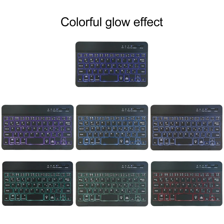 A06S Teclado Bluetooth TPU Ultra-fino com Retroiluminação e Textura de Pele de Cordeiro Destacável Capa de Couro para Tablet com Suporte para iPad mini 6 / mini 7, A06S