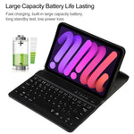 A06S Teclado Bluetooth TPU Ultra-fino com Retroiluminação e Textura de Pele de Cordeiro Destacável Capa de Couro para Tablet com Suporte para iPad mini 6 / mini 7, A06S
