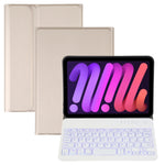 A06S Teclado Bluetooth TPU Ultra-fino com Retroiluminação e Textura de Pele de Cordeiro Destacável Capa de Couro para Tablet com Suporte para iPad mini 6 / mini 7, A06S