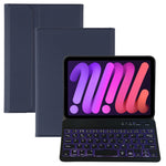 A06S Teclado Bluetooth TPU Ultra-fino com Retroiluminação e Textura de Pele de Cordeiro Destacável Capa de Couro para Tablet com Suporte para iPad mini 6 / mini 7, A06S