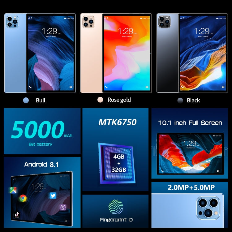 Android 8.1 MTK6750 Octa Core, Suporte Dual SIM, WiFi, Bluetooth, GPS