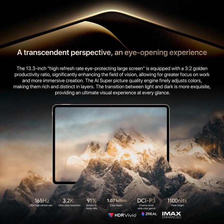 Tablet PC Honor MagicPad3 Pro 13,3 polegadas WiFi, 12GB+512GB MagicOS 10.0 Qualcomm Snapdragon 8 Lite Gen5 Octa Core, 12GB+512GB