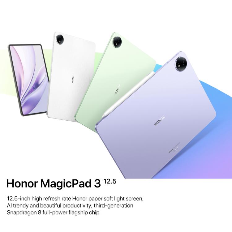 Tablet PC Honor MagicPad3 12,5 polegadas WiFi, 8GB+256GB MagicOS 9.0.1 Qualcomm Snapdragon 8 Gen3 Octa Core, 8GB+256GB