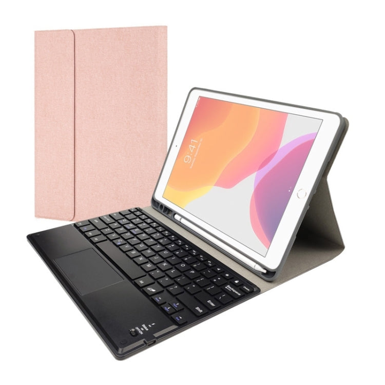 RK508C Teclado Bluetooth Magnético Destacável de Plástico com Touchpad + Capa de TPU com Padrão de Seda para iPad 9.7 polegadas, com Suporte para Caneta e Suporte, RK508C