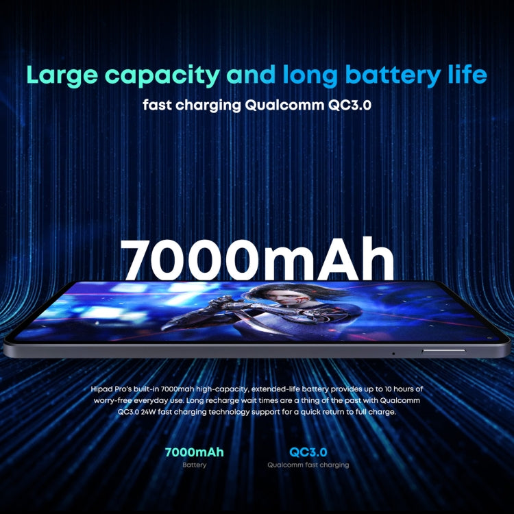 Sem teclado, Android 11, Qualcomm Snapdragon 662 Octa Core até 2.0GHz, suporte Dual SIM & Bluetooth & WiFi & cartão TF (Preto+Azul), HiPad Pro 8GB+128GB