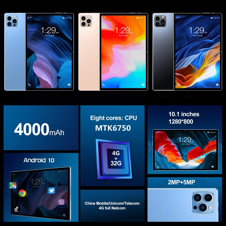 Android 10.0 MTK6750 Octa Core 1.8GHz, Dual SIM, Suporte GPS, OTG, WiFi, BT, 4GB+64GB, MTK6750 4GB+64GB