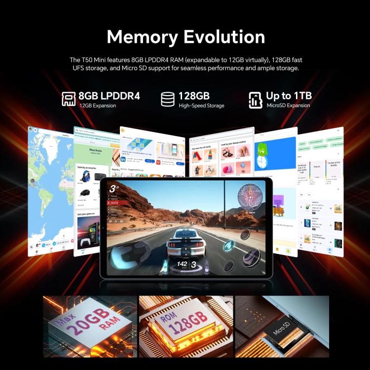 Tablet PC Teclast T50 Mini 4G LTE, 8GB+128GB, 8,7 polegadas Android 15 MediaTek Helio G99 Octa Core, Suporta Dual SIM, T50 Mini