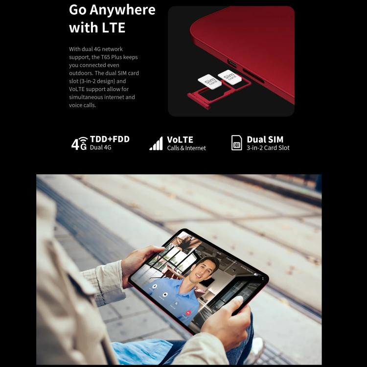 Tablet PC Teclast T65 Plus 4G LTE, 8GB+256GB, 13,4 polegadas Android 15 MediaTek Helio G99 Octa Core, Suporta Dual SIM, T65 Plus