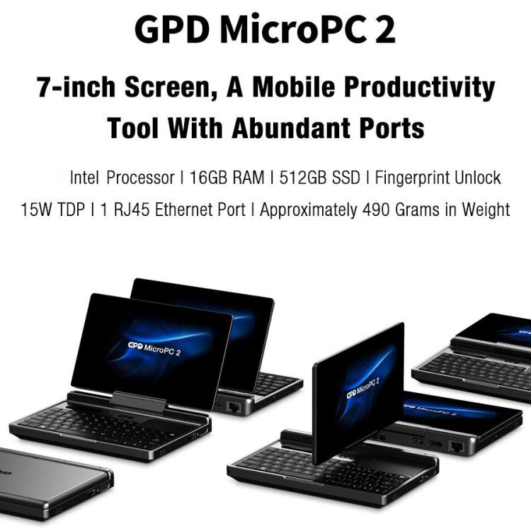 GPD MicroPC 2 PC de Jogo Portátil, 16GB+512GB, 7 polegadas Windows 11 Pro Processador Intel N250, Plugue US, WMC2573AU, WMC2573EU, WMC2573UK, WMC2573US