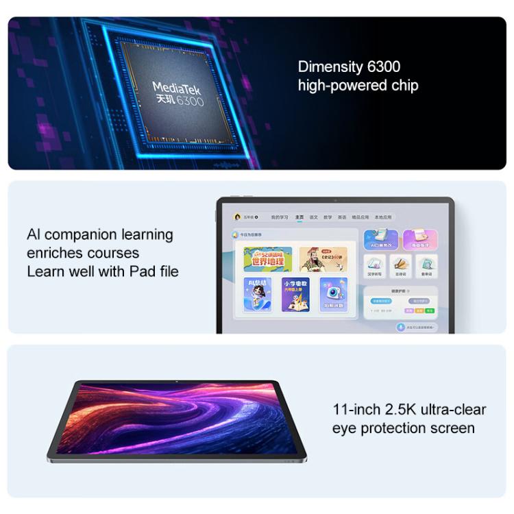Lenovo Xiaoxin Pad 11 Ecrã Paperlike, Tablet WiFi 11 polegadas, 8GB+128GB, Android 15, MediaTek Dimensity 6300 Octa Core, Ficha EUA, Ecrã Suave 8GB+128GB