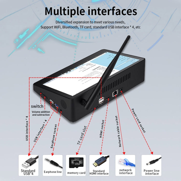 PiPo X9S Mini PC Tudo-em-um, 9,0 polegadas, 4GB+64GB, Windows 10 Intel Celeron J4105 Quad Core, Ficha US, 4GB+64GB
