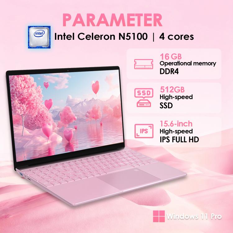 Portátil GXMO T152J 15.6 polegadas, 16GB+512GB, Windows 11 Pro Intel Celeron N5100 Quad Core, Suporte Desbloqueio por Impressão Digital, Ficha UE, 16GB+512GB, Ficha UE