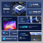 Portátil GXMO G156 15.6 polegadas, 16GB+512GB, Windows 11 AMD Ryzen 7 5825U Octa Core, Suporte Desbloqueio por Impressão Digital, Ficha US, 32GB+1TB