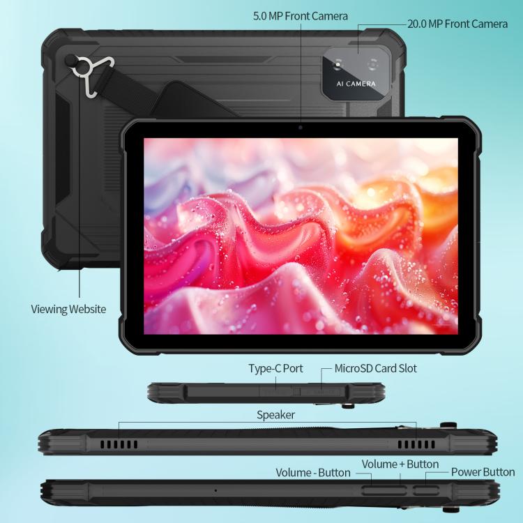 UNIWA UTAB R1040 Tablet PC Resistente Impermeável IP67, 8GB+128GB, 10,1 polegadas Android 15 Mediatek MT8786 Octa Core, Rede: 4G, Ficha US, UTAB R1040