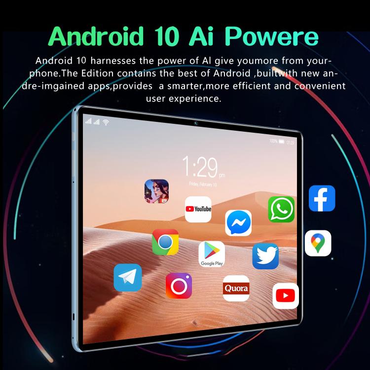 BDF P70 Tablet PC 4G LTE 10,1 polegadas, 6GB+128GB, Android 10 MTK6750 Octa Core, Suporte Dual SIM, Ficha UK, 8GB+256GB, Ficha UK