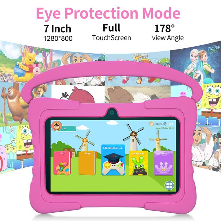 BDF K3 Tablet PC Infantil WiFi de 7 polegadas com Capa de Silicone, 2GB+32GB, Android 8.1 MTK6735 Quad Core CPU, Ficha EUA, 4GB+64GB